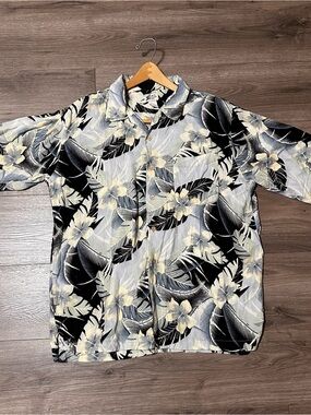 Waikiki Cotton Black and Cream Floral Vintage Shirt - Cotton Blend